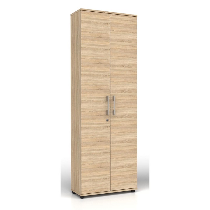 Dulap G 60 2D, GINDO, Sonoma, 5 rafturi, inaltime 182cm, latime 60cm, adancime 32cm, cu inchidere pe cheie