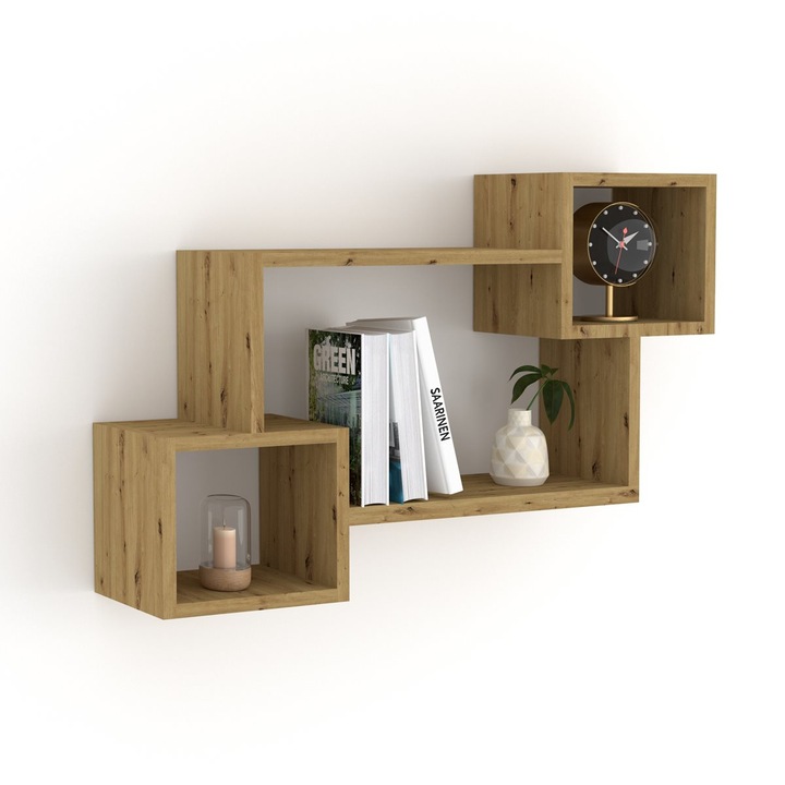 Raft suspendat GINDO 80x57x20cm, laminat, montaj vertical sau orizontal, set de montaj inclus, 4 culori disponibile