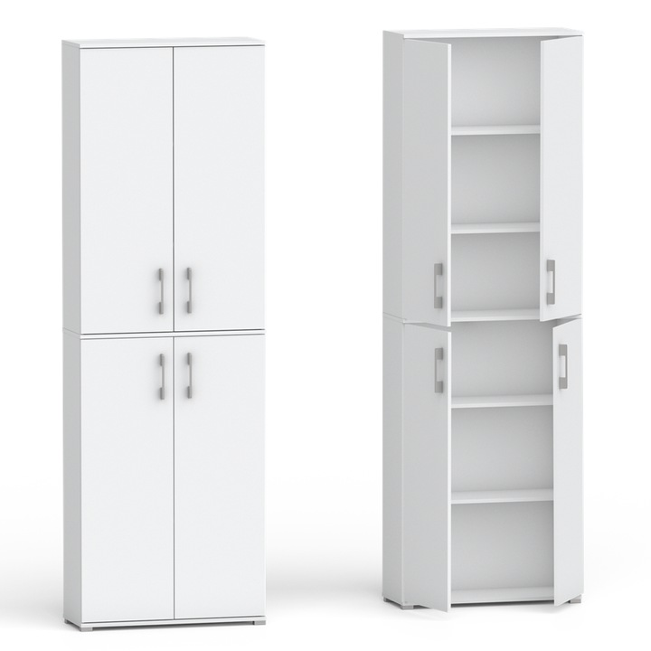 Dulap Pola, GINDO, 4 usi, 80x215x32/40cm, alb