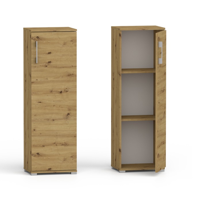 Comoda GINDO Pola 1D 110x40cm, 3 polite, culoare stejar artisan