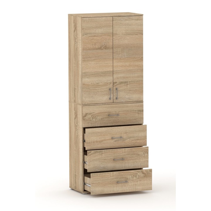 Dulap GINDO POLA 215, 4 suflade, 40x40cm, culoare Stejar Sonoma