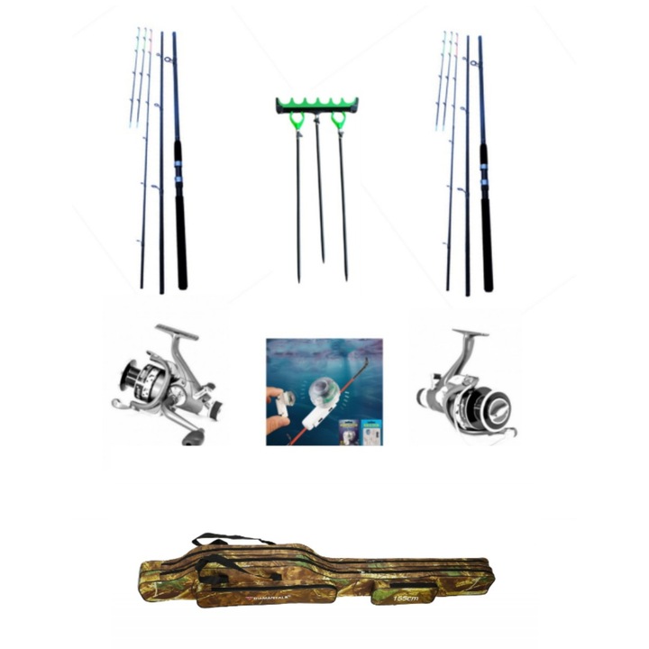 2 db Delta Feeder 3 rúd készlet, 90 m, 2 db 5000 orsó Baitrunnerrel, érzékelőkkel, támasztékokkal, szállítótáskával