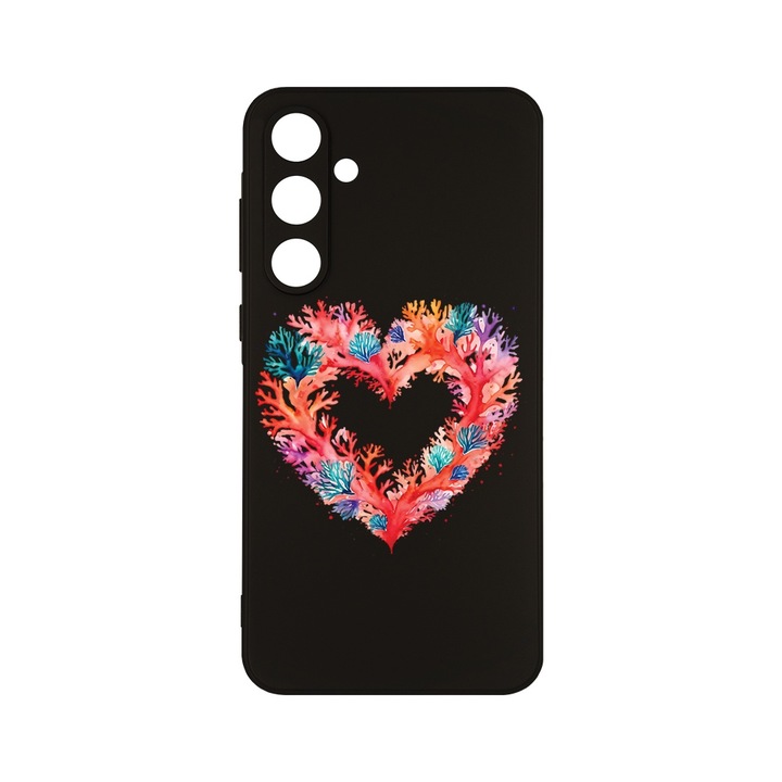 BestCase 0.8mm Slim Szilikon telefontok, kompatibilis modell Samsung Galaxy A16, Coral Heart, Kamera védő, Fekete, 1923376 B 1599