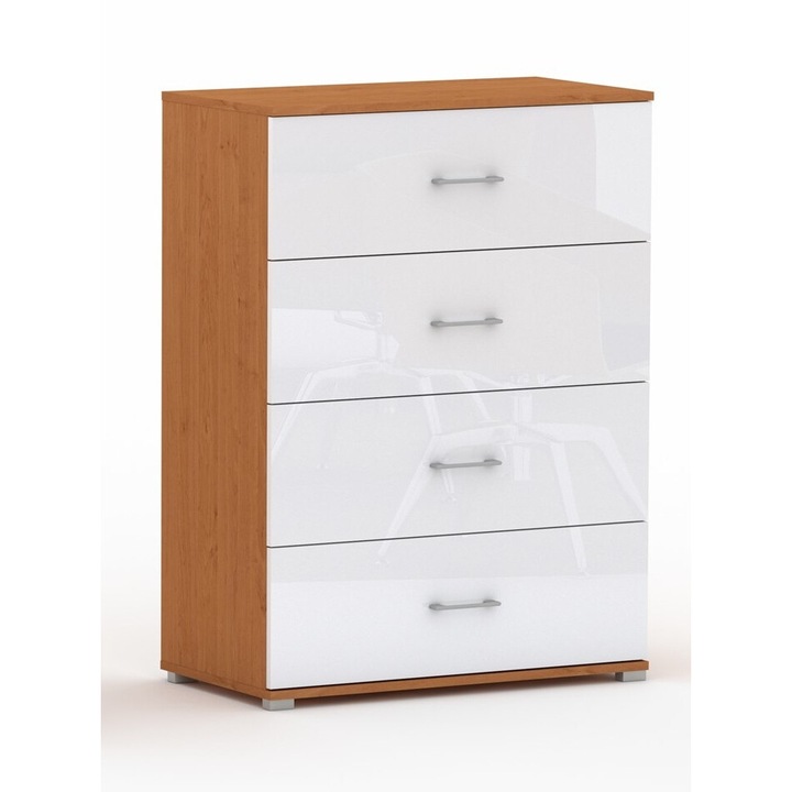 Comoda GINDO POLA 4S, 4 sertare, dimensiuni 110x50-80x40cm, culoare olcha lucioasa