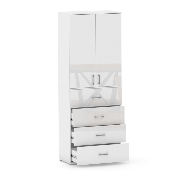 Dulap GINDO POLA 215, 4 suflade, alb lucios, 40x40cm