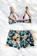 2 részes fürdőruha, molett, alsónadrág, melltartó, melltartó, tengeri virágos, XL