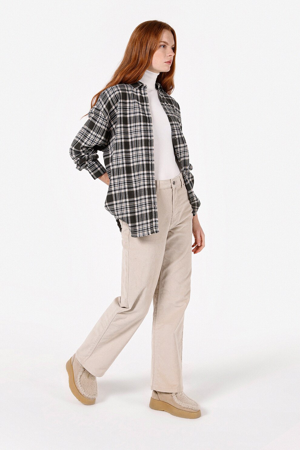 COLIN'S, Camasa relaxed fit din bumbac, Gri antracit, Crem, M-L