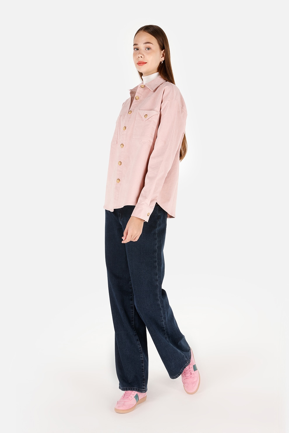 COLIN'S, Camasa din reiat cu model uni, Roz, L