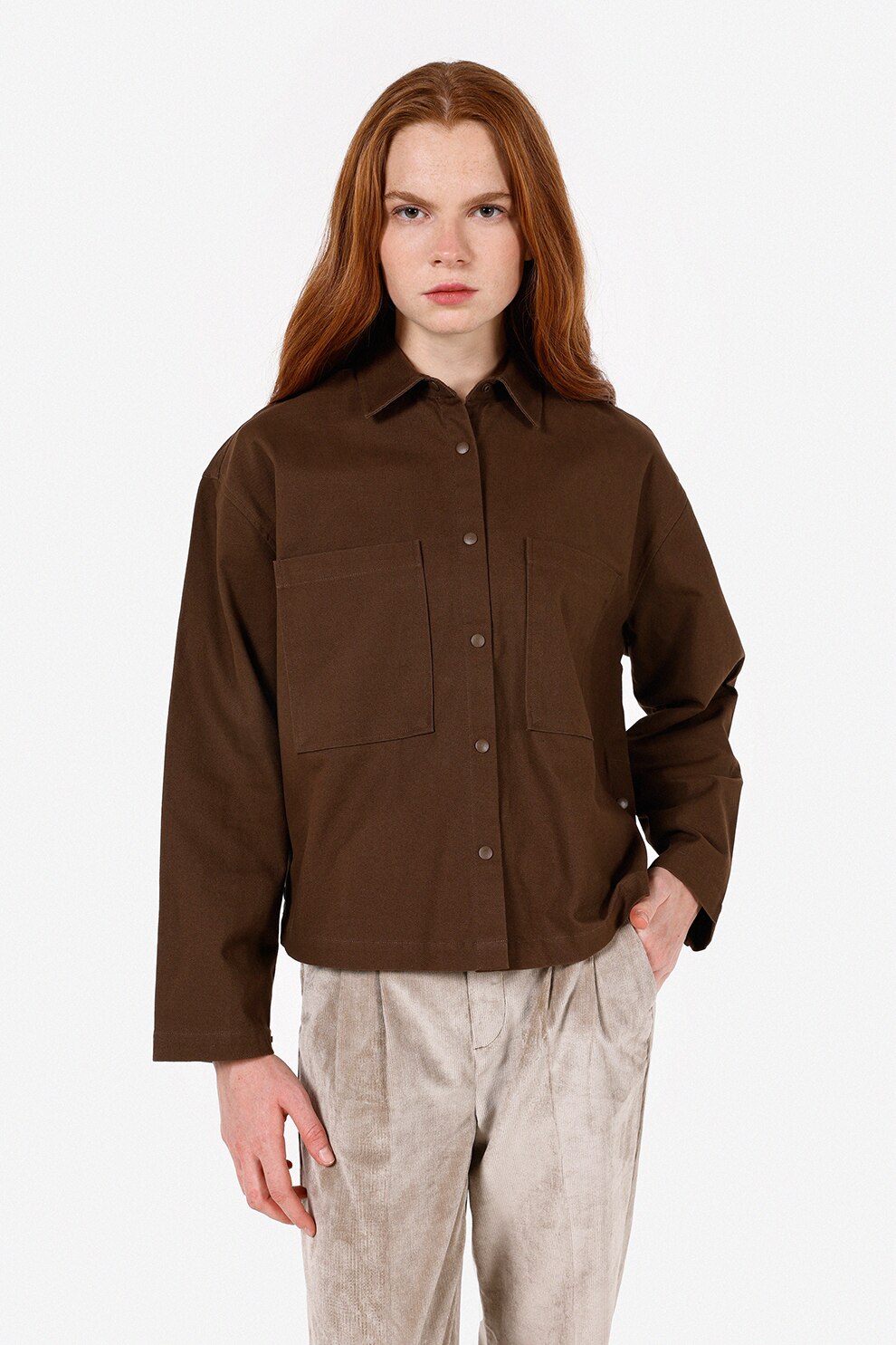 COLIN'S, Camasa relaxed fit din bumbac, Maro, XS-S