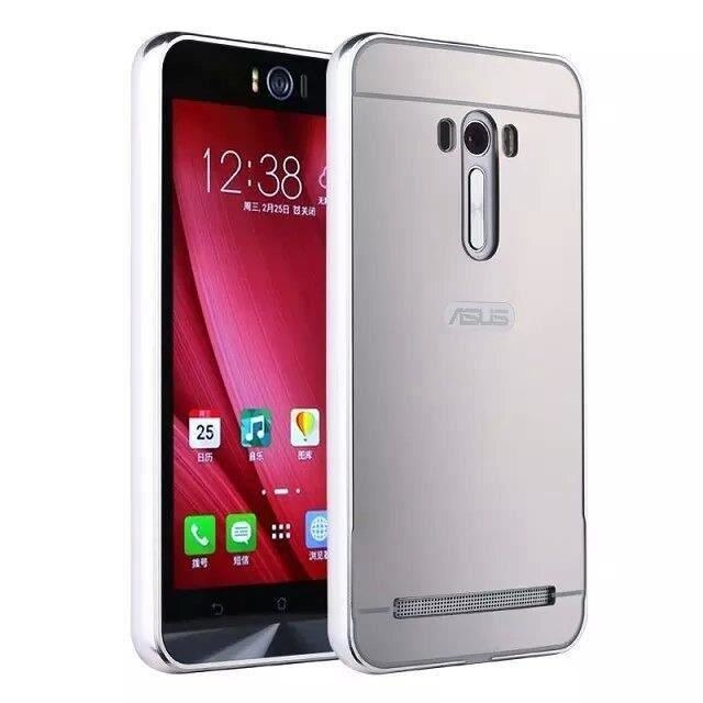 Husa Bumper Aluminiu Mirror Argintiu Iberry Pentru Asus ZenFone 2 Laser 5.0 ZE500KL