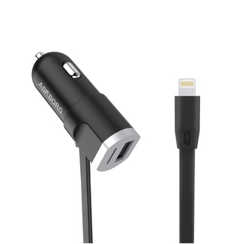Incarcator auto lightning ASKBORG 24 W 4.8 A certificat MFI Apple Incarcator auto lightning ASKBORG 24 W 4.8 A certificat MFI Apple
