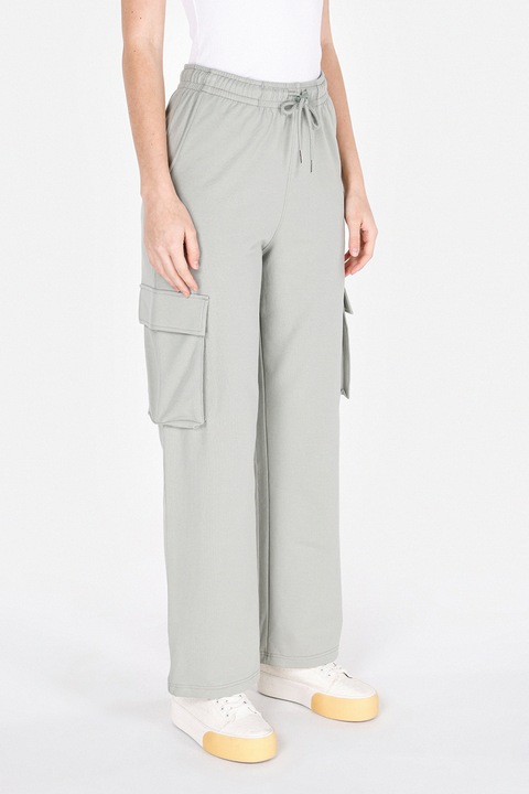 COLIN'S, Pantaloni de trening cu croiala ampla si talie inalta, Gri deschis, L