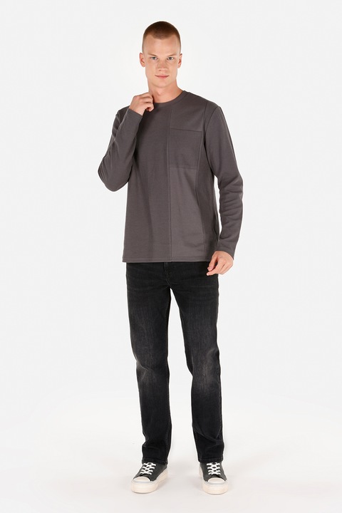 COLIN'S, Bluza de bumbac cu buzunar pe piept, Maro taupe, XS