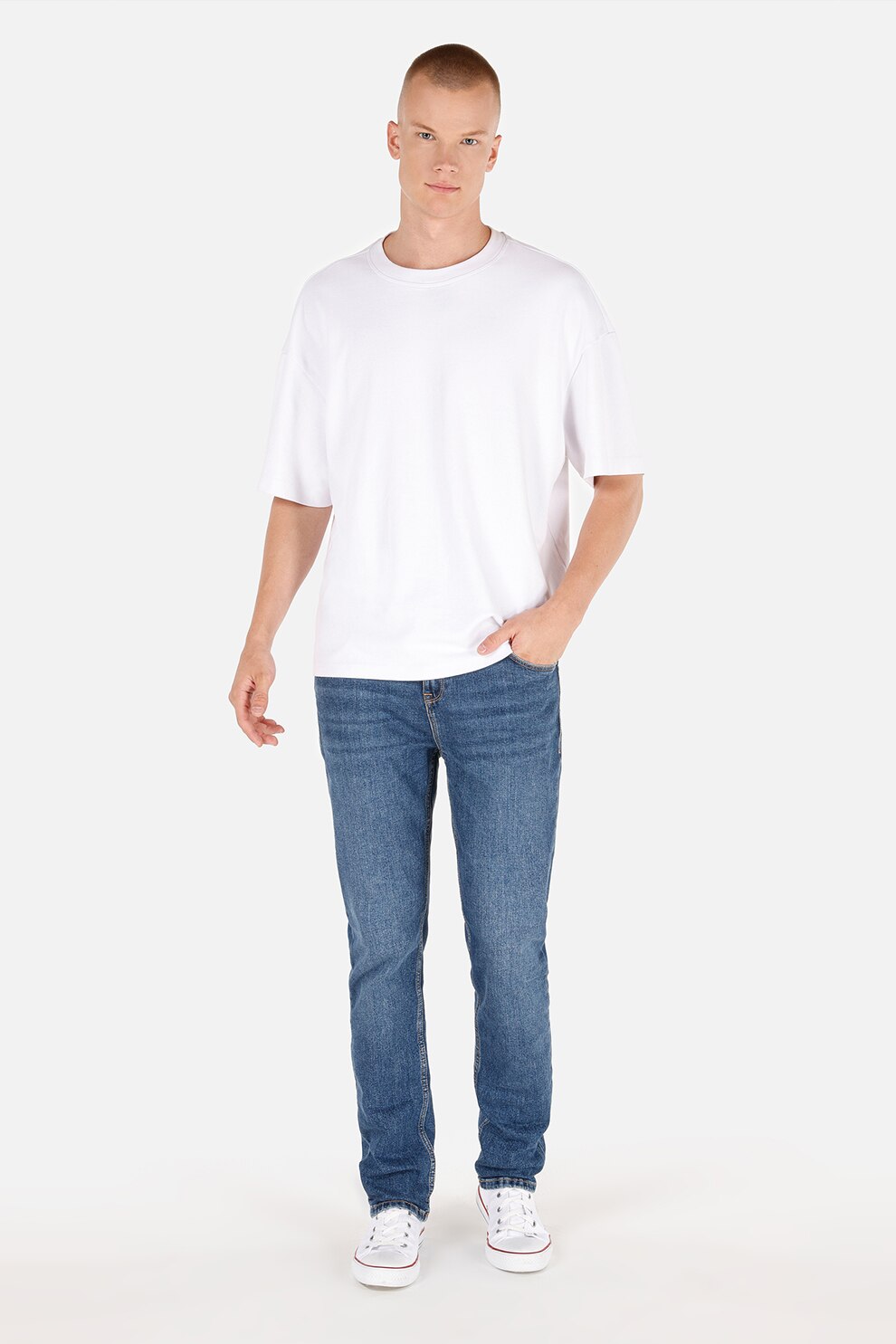 COLIN'S, Blugi cu croiala dreapta si aspect decolorat, Albastru, W29-L32