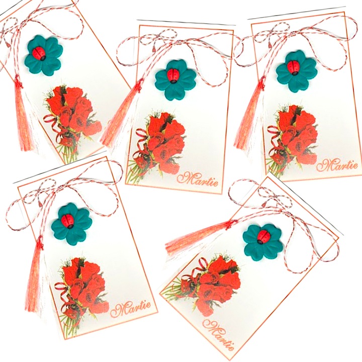 Martisor brosa Trifoi cu Gargarita 5 buc. realizat 100% manual