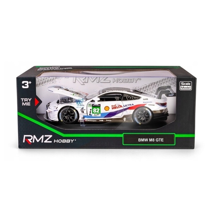 Modell autó, RMZ Hobby, 1:32 BMW M8 GTE 2018, H-120, fehér