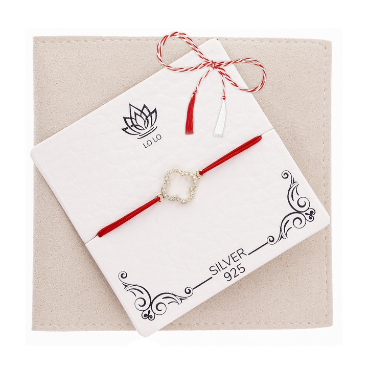 Bratara Red Argint 925 Gold Plated - Trifoi