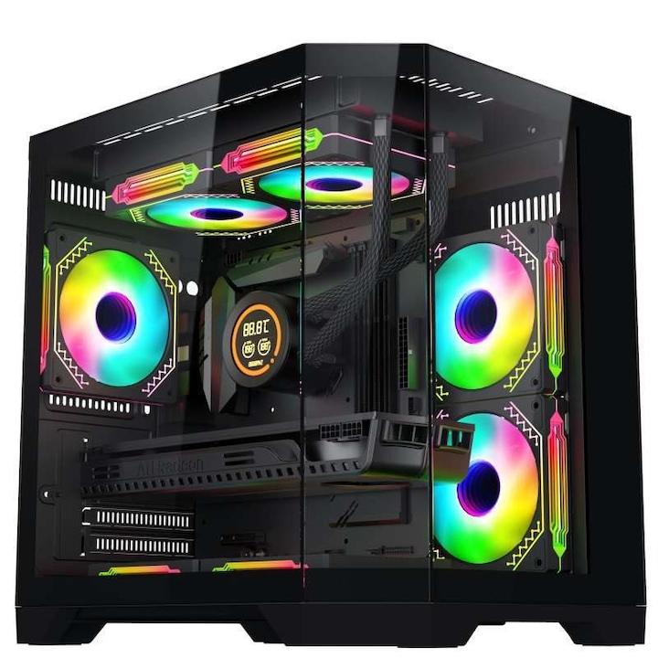 LuxuryCube GAMING PROLIGHT® System Intel® i5-12400F 4.4GHz процесор, 32GB RAM DDR4, 1TB SSD, VIDEO Nvidia RTX 4060 8GB, Windows 11 Pro, WiFi, течно охлаждане, черен