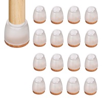 Set de 16 protectii pentru picioarele scaunelor, Yisynim, silicon, rotunde, transparente, 22-32 mm