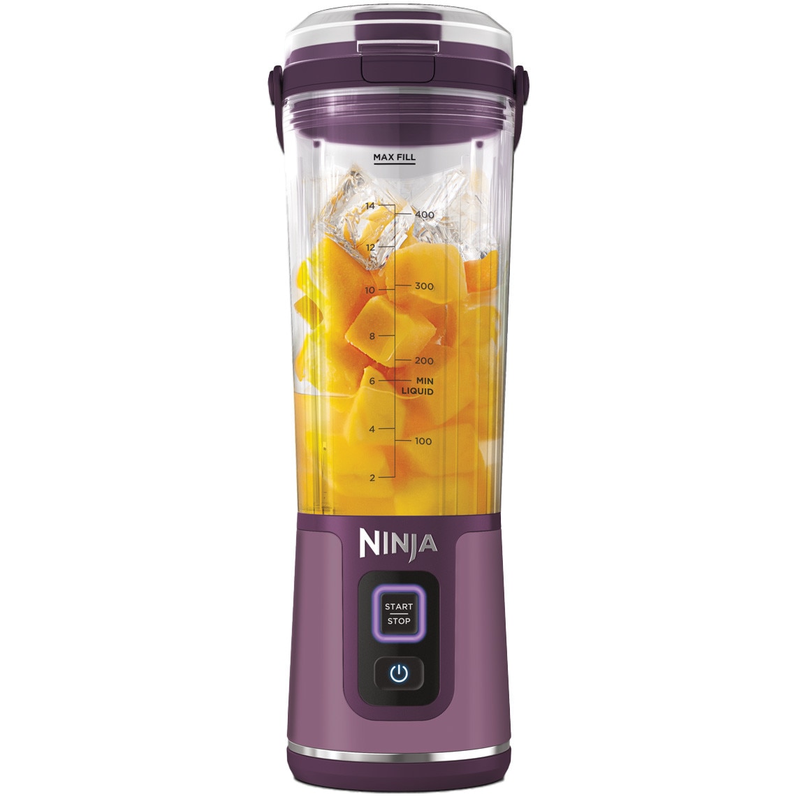 Blender portabil Ninja Blast BC151, capacitate 530ml, 10 utilizari per incarcare, acumulator 5V, maner de transport, capac special pentru lamele din otel inoxidabil BlastBlade, rec