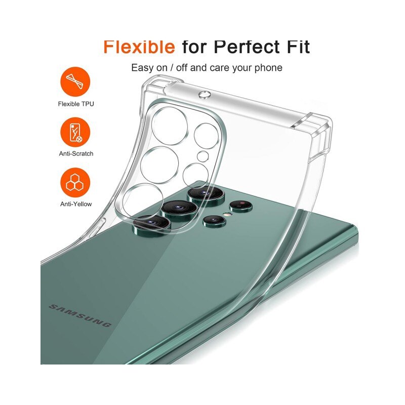 Husa Upzz® Shock Armor Compatibila Cu Samsung Galaxy S25 Ultra, Protectie Sporita, Design Premium, Silicon, Transparenta