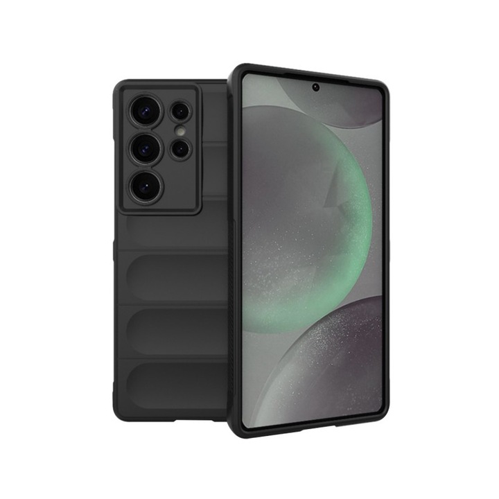 Husa Upzz® Techsuit Magic Shield Compatibila Cu Samsung Galaxy S25 Ultra, MicroFibra la Interior, AntiShock - Black