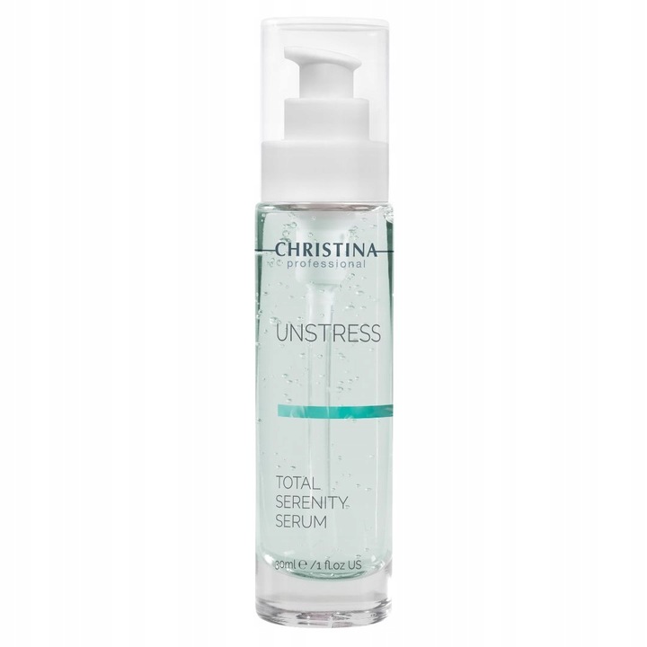 Serum calmant Christina Unstress Total Serenity, 30 ml, protectie antioxidanta, imbunatatirea texturii, pentru fata, gat si decolteu