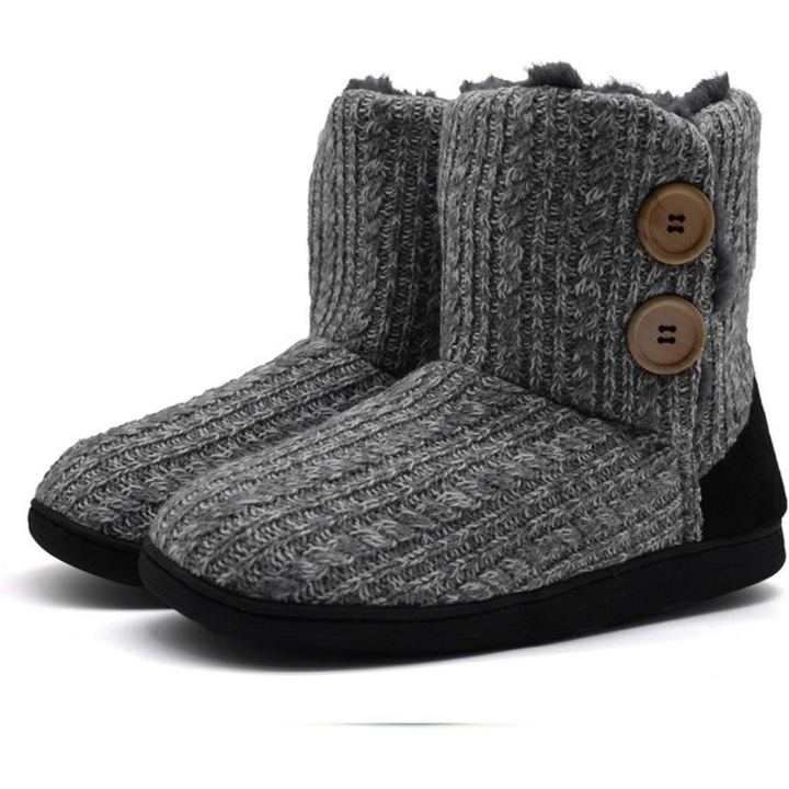 KuaiLu Дамски плетени ботуши Memory Foam Сиви 40-41 EU