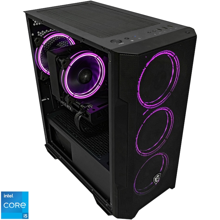 Настолен компютър Gaming A+, Intel® Core™ i5 14400F, 16GB DDR4, 500GB SSD, Gigabyte® GeForce RTX™ 4060 WindForce OC 8GB GDDR6, No OS, Black