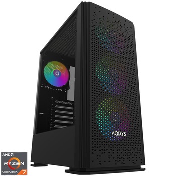 Sistem Desktop PC Gaming Serioux cu procesor AMD Ryzen 7 5700X pana la 4.60GHz, 32GB DDR4, 1TB SSD, AMD Radeon RX 7600 8GB GDDR6, No OS, Negru