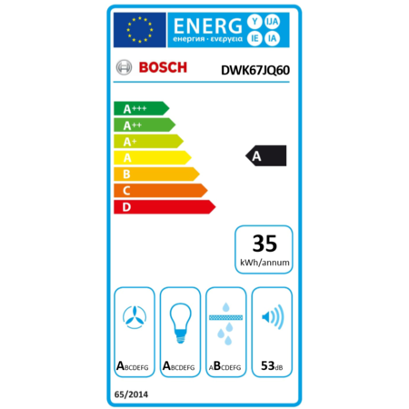 Hota incorporabila decorativa Bosch DWK67JQ60, TouchControl, PowerBoost, Putere de absorbtie 730 mc/h, 1 motor, 60 cm, Sticla neagra