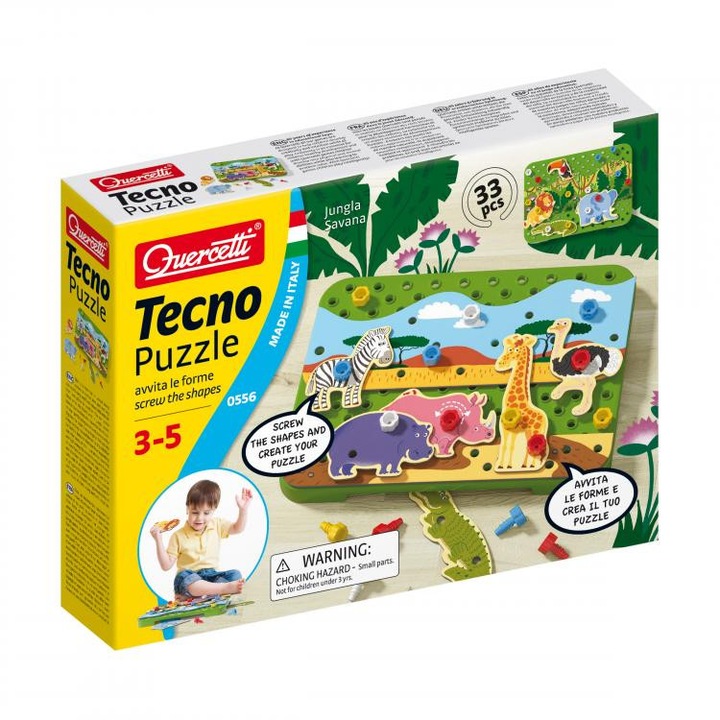 Game Quercetti Tecno Puzzle, Dzsungel és Szavanna Állatok
