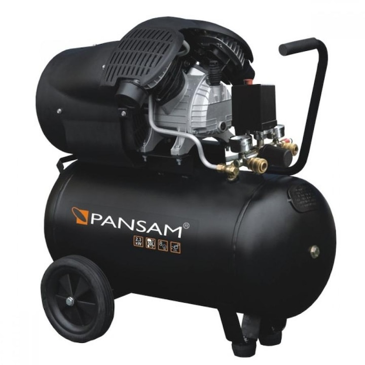 Въздушен компресор PANSAM, 50L, 8 бара, 2 цилиндъра, 412 об/мин