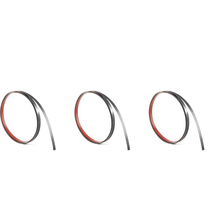 Set 3 Benzi Decorative Autoadezive din Otel Inoxidabil Nichelat, NEGRU - 1 cm latime x 500 cm lungime, Rezistenta la Apa pentru Pereti si Mobila, MaffStuff