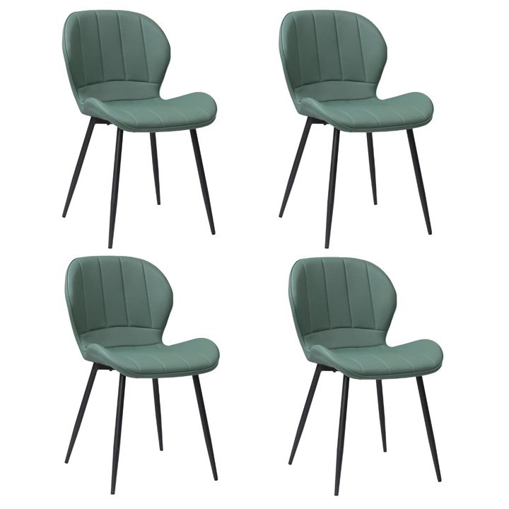 Set 4 scaune Topaz verde fistic, piele ecologica, picioare metalice negre, 86x50 cm