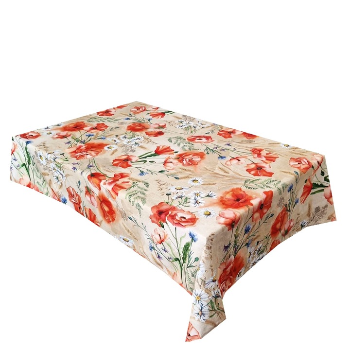 Fata de masa, MCF, Maci si flori de camp, 4 persoane, 110x150cm