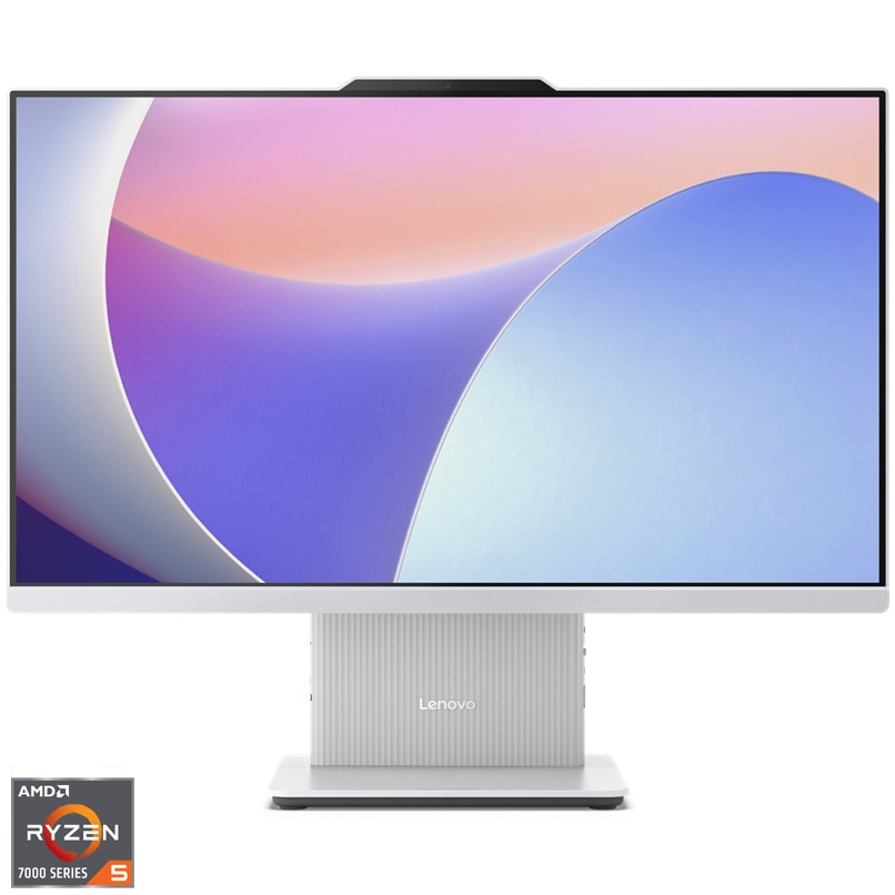 Sistem All-in-One Lenovo IdeaCentre AIO 24ARR9 cu procesor AMD Ryzen™ 5 7535HS pana la 4.55GHz, 23.8" Full HD, IPS, 16GB DDR5, 1TB SSD, AMD Radeon™ 660M Graphics, No OS, Cloud Grey