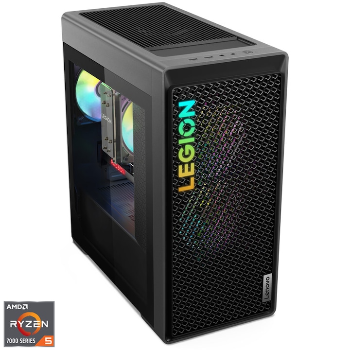 Настолен компютър Gaming Lenovo Legion T5 26ARA8, AMD Ryzen™ 5 7600, 16GB DDR5, 1TB SSD M.2 2280 PCIe® 4.0x4 NVMe®, AMD Radeon™ RX 7600 8GB GDDR6, No OS, Storm Grey