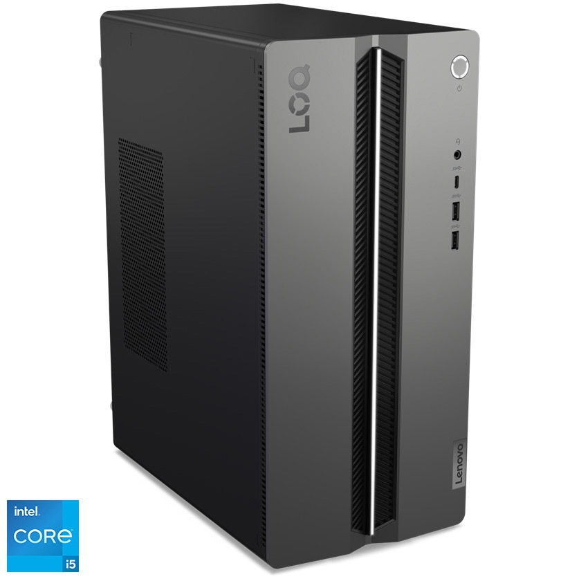 Sistem Desktop PC Gaming Lenovo LOQ Tower 17IRR9 cu procesor Intel® Core™ i5-14400 pana la 4.70GHz, 16GB DDR5, 512GB SSD, AMD Radeon™ RX 7600 8GB GDDR6, No OS, Luna Grey