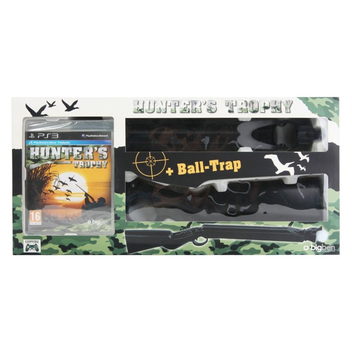 Комплект игра BigBen Hunter's Trophy, пушка, за PS3, съвместима с PlayStation Move, черен цвят