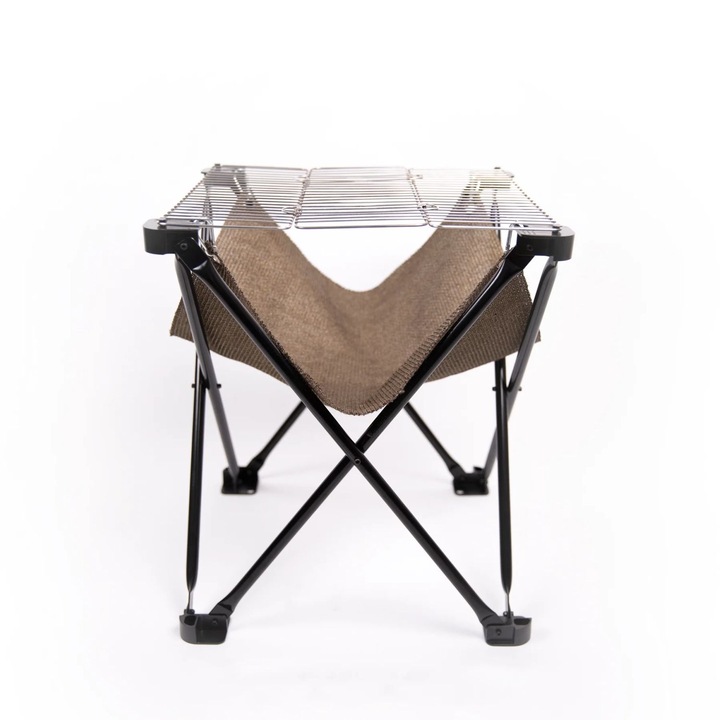 Gratar pliabil Allocacoc, Folding Fire BBQ+Campfire, portabil, gata in doar cateva secunde, suprafata de gatire 40 x 40 cm, material FeCralloy, inaltime ajustabila, usor de curatat, include husa pentru transport, negru