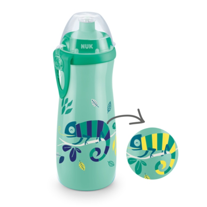 Бутилка за вода, NUK First Choice Chameleon, капачка push-pull, полипропилен, зелена, 450 ml