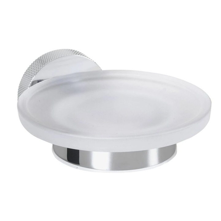 Szappantartó Bemeta Stella, Üveg és rozsdamentes acél, 130x110x54 mm, Króm