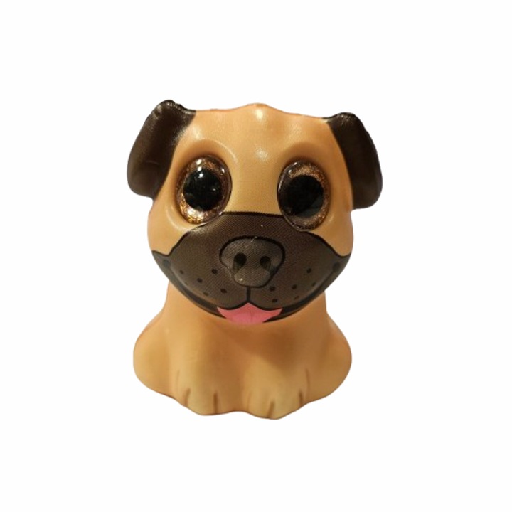 Caine de jucarie, Tip Squishy, ​​Cauciuc, Antistress, Maro, 10 cm