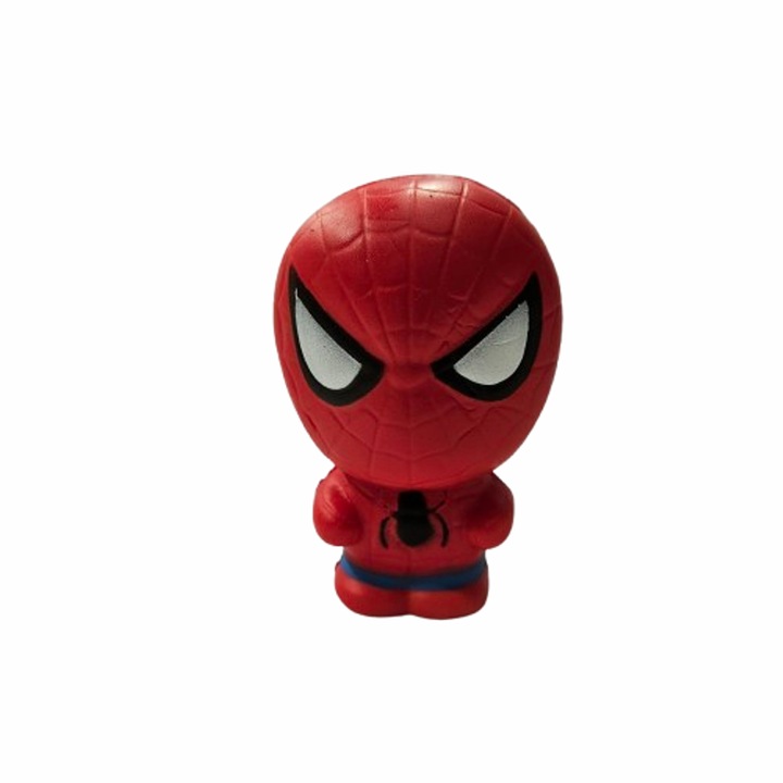 Jucarie Spiderman, Tip Squishy, ​​Cauciuc, Antistress, Rosu, 10 cm