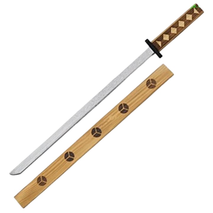 Играчка Меч, Дървен, С кания, Многоцветен, 63 см