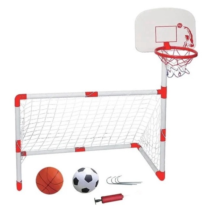 Futballkapu és kosárlabda eredményjelző, kosárlabda, futball és tűszivattyú, 100x46x68cm