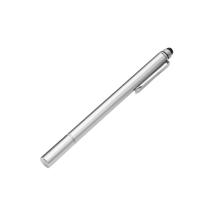 Stylus Pen universal, Metal/Cauciuc, 132x8.8mm, Argintiu