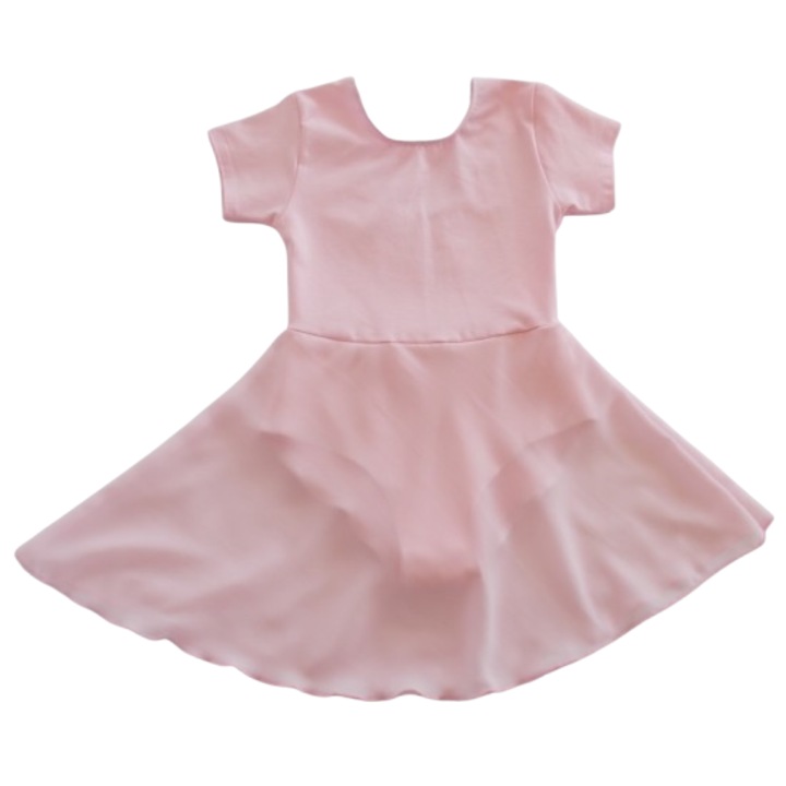 Rochie de balet fete Lotos, bumbac/elastan, maneca scurta, roz
