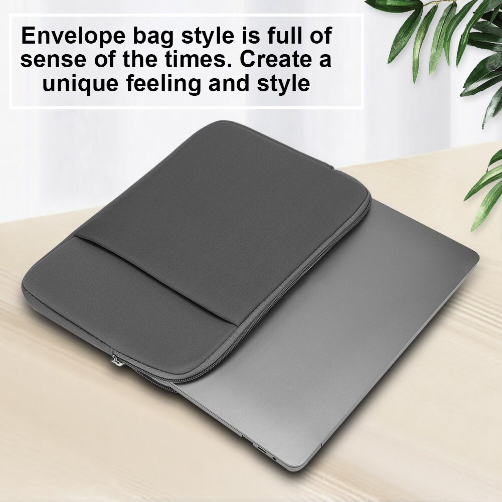 Geanta laptop slim Peysaitr 11 inch, neagra, cu buzunar, material T cloth + spuma de memorie
